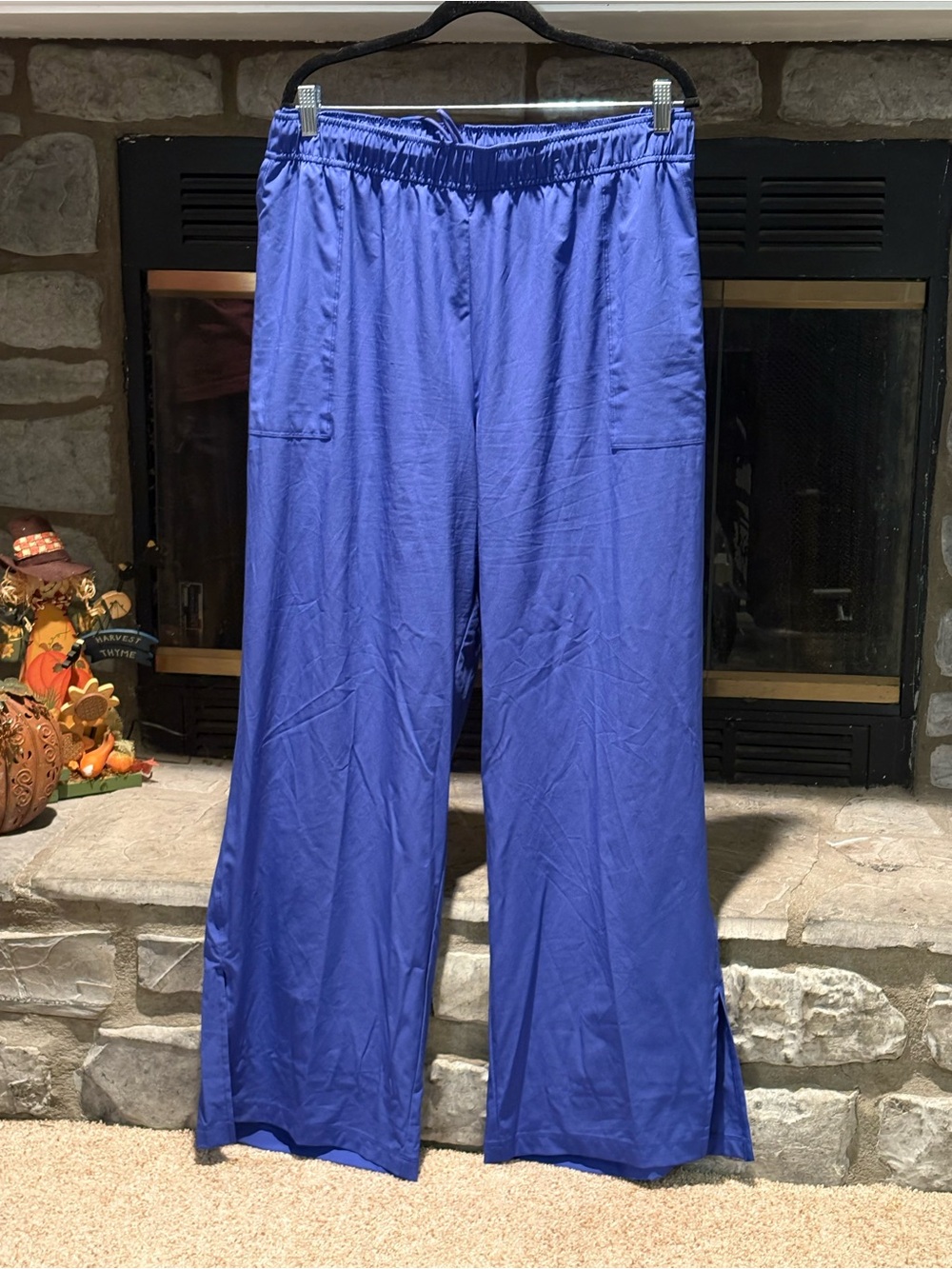 Xersion Blue Wide-Leg Track Pants with Drawstring Waist
